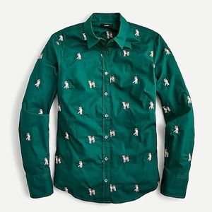 J. Crew dog embroidered button down shirt size 2.